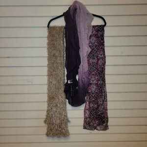 3 Women's Scarves 1 NWT 2 Preowned One Size